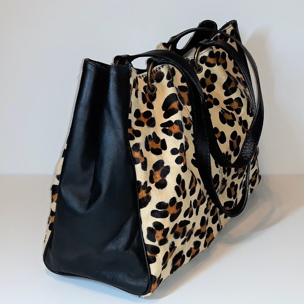 *Maurizio Taiuti Leopard Calf Hair Leather Tote Italy - Picture 2 of 13